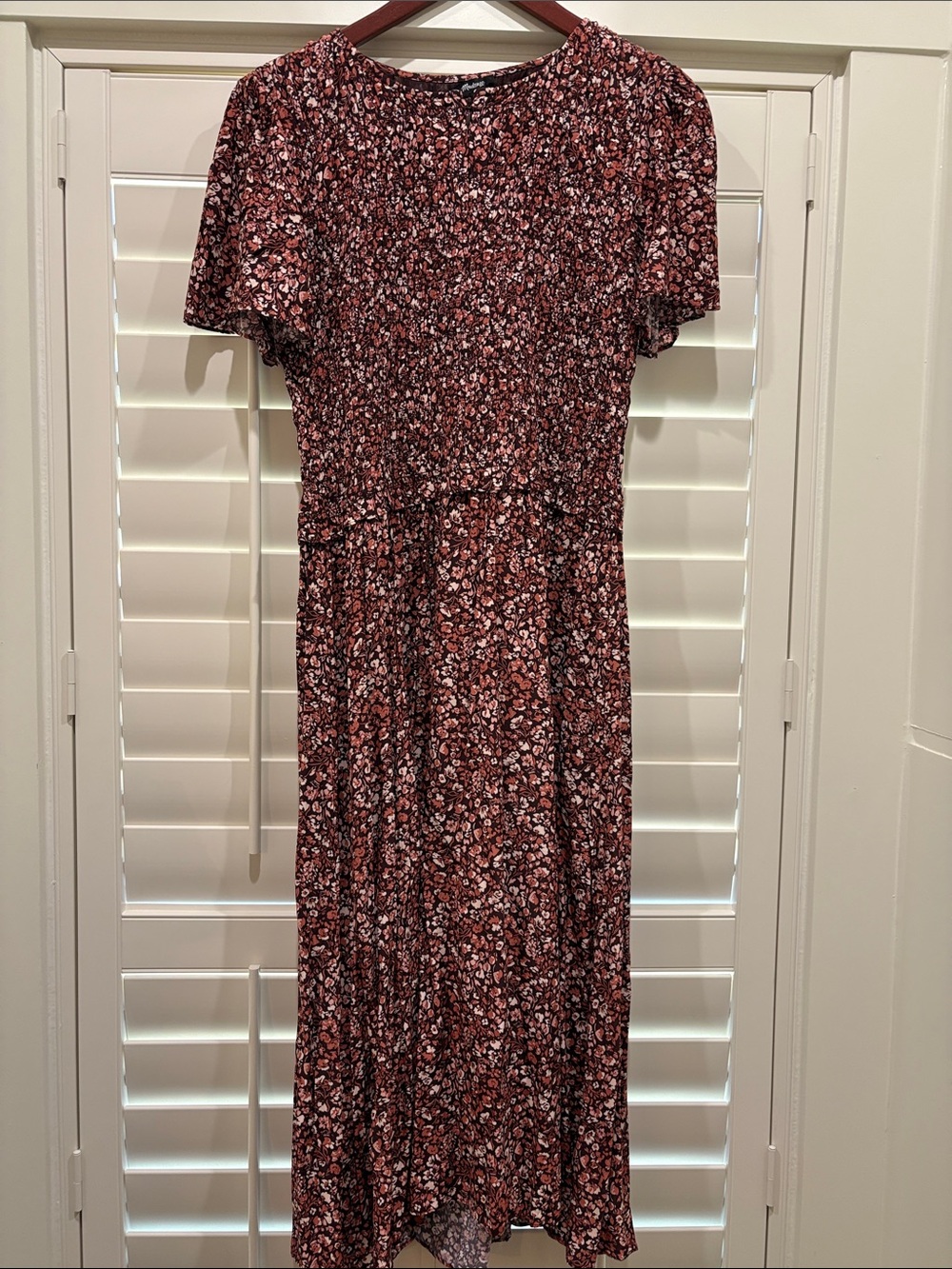 Madewell Burgundy Floral Midi Dress - Picture 5 of 5